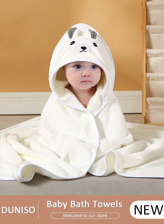 DUNISO مناشف حمام الأطفال حديثي الولادة بغطاء للرأس منشفة أطفال فائقة الامتصاص وناعمة من القطن بغطاء للرأس للأطفال الصغار والرضع للجنسين منشفة حمام بغطاء للرأس - Image 1