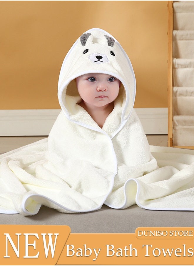 DUNISO - Baby Bath Towels Newborn Hooded Baby Towel Ultra Absorbent and Soft Cotton Hooded Washcloth for Baby Toddler Infant Unisex Hooded Baby Bath Towel - Image 1