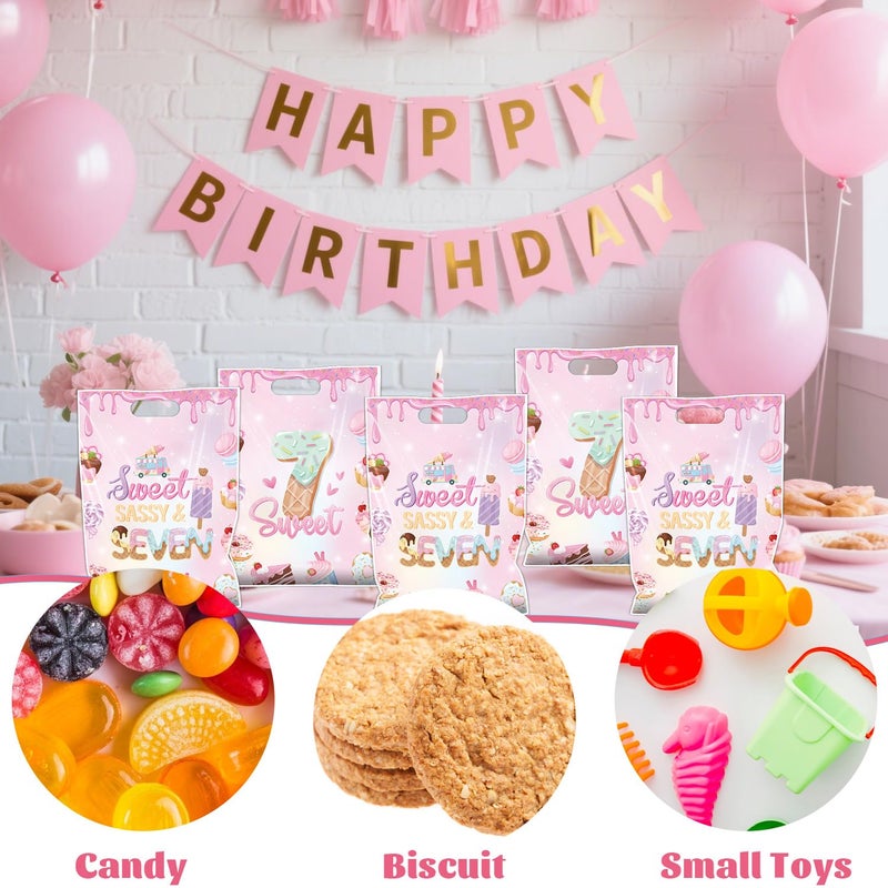 Aposwow Sweet Sassy and Seven Party Favors - Girls Sweet 7th Goodie Candy Gift Bags Sweet Sassy Ice Cream Themed 7 Year Old Party Favors 7th Birthday Decorations for Birthday - Image 3