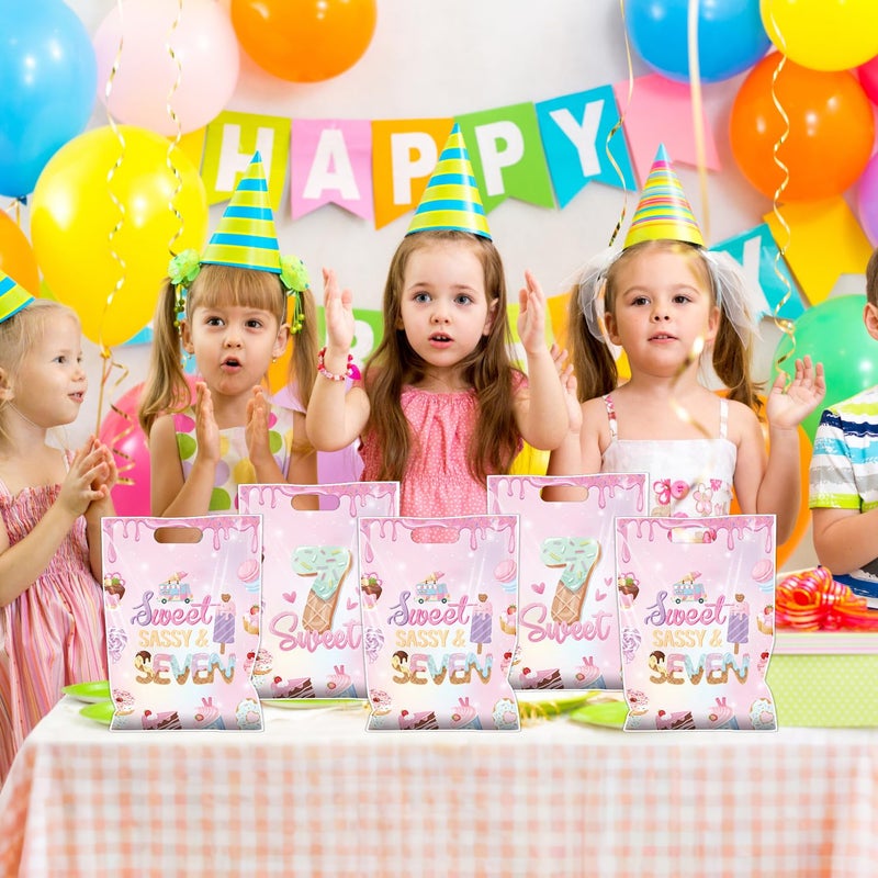Aposwow Sweet Sassy and Seven Party Favors - Girls Sweet 7th Goodie Candy Gift Bags Sweet Sassy Ice Cream Themed 7 Year Old Party Favors 7th Birthday Decorations for Birthday - Image 4