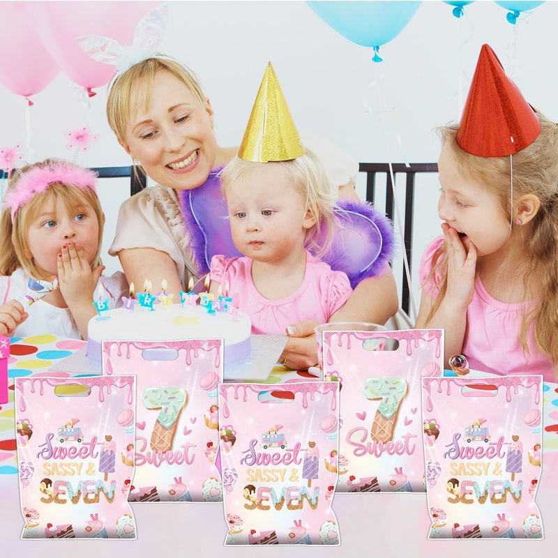 Aposwow Sweet Sassy and Seven Party Favors - Girls Sweet 7th Goodie Candy Gift Bags Sweet Sassy Ice Cream Themed 7 Year Old Party Favors 7th Birthday Decorations for Birthday - Image 5