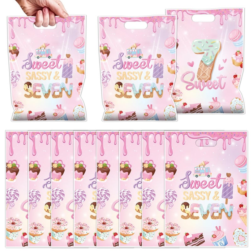 Aposwow Sweet Sassy and Seven Party Favors - Girls Sweet 7th Goodie Candy Gift Bags Sweet Sassy Ice Cream Themed 7 Year Old Party Favors 7th Birthday Decorations for Birthday - Image 1
