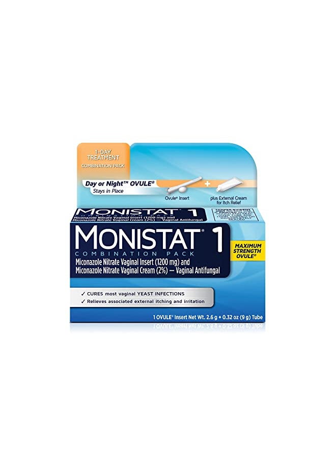 MONISTAT 1-Dose Yeast Infection Treatment For Women, 1 Ovule Insert & External Itch Cream