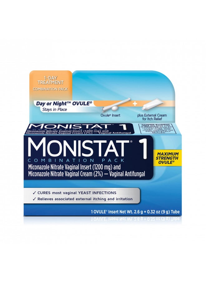 MONISTAT 1-Dose Yeast Infection Treatment For Women, 1 Ovule Insert & External Itch Cream