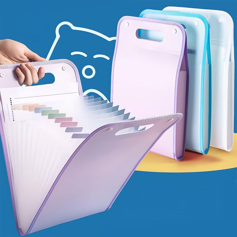 MG Expanding File Folder 13 Pockets Accordion File Organizer with Labels, Portable Document Receipt Organizer Hold A4 Letter Size Paper, Waterproof Folder for Schoolbag Office Supplies (Purple) - Image 2