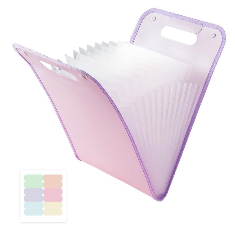 MG Expanding File Folder 13 Pockets Accordion File Organizer with Labels, Portable Document Receipt Organizer Hold A4 Letter Size Paper, Waterproof Folder for Schoolbag Office Supplies (Purple) - Image 1
