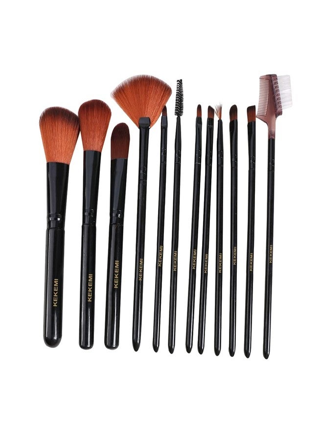 KEKEMI Professional Makeup Cosmetic Foundation Brush Set (Black) - Pack of 12 - Image 4