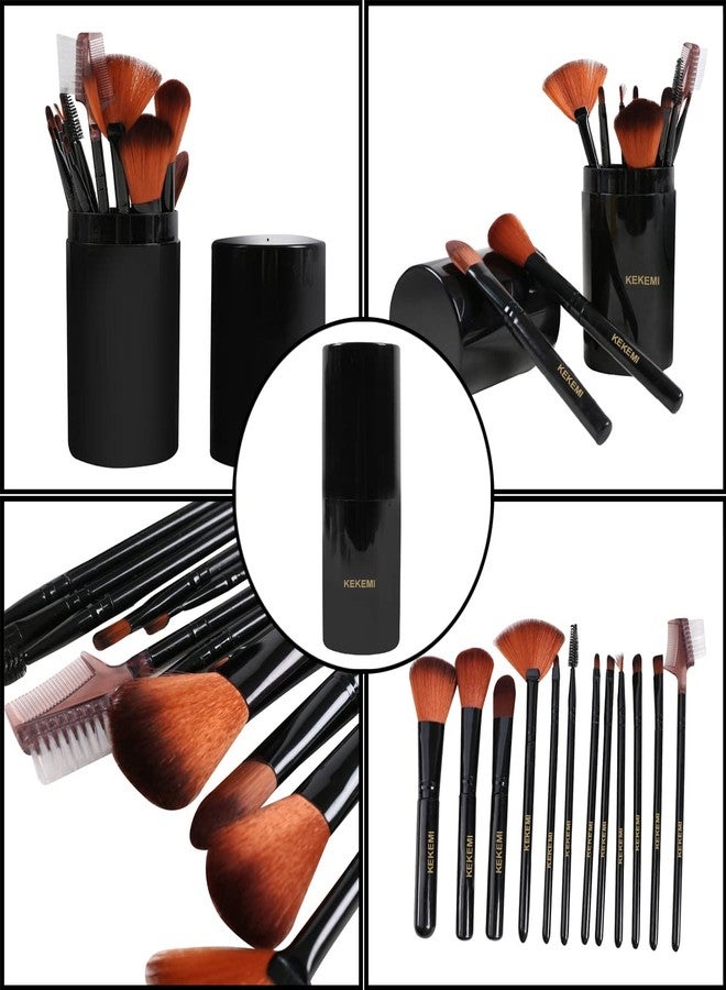KEKEMI Professional Makeup Cosmetic Foundation Brush Set (Black) - Pack of 12 - Image 2
