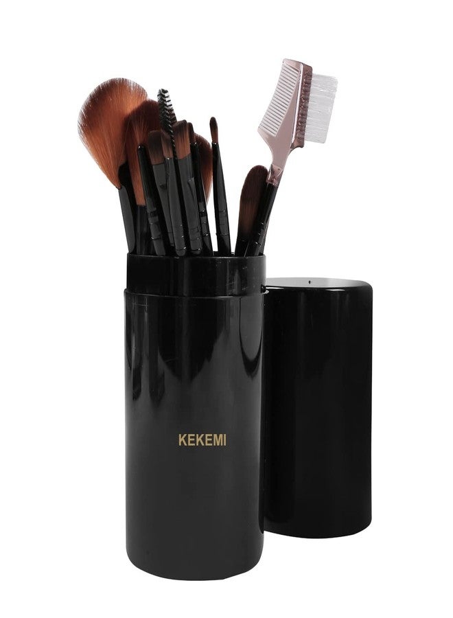 KEKEMI Professional Makeup Cosmetic Foundation Brush Set (Black) - Pack of 12 - Image 5