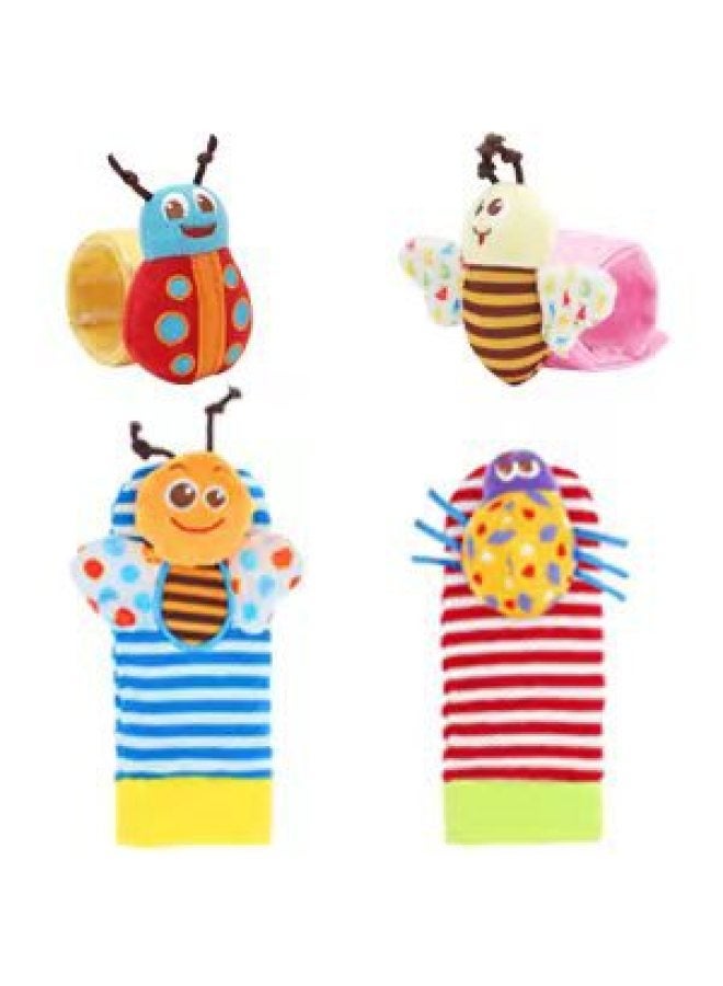 Baby Cartoon Animal Wrist Bell Rattle Socks Baby Wrist Strap Socks Suit CPC CE EN-Color:Bee Beetle Set OPP - Image 5