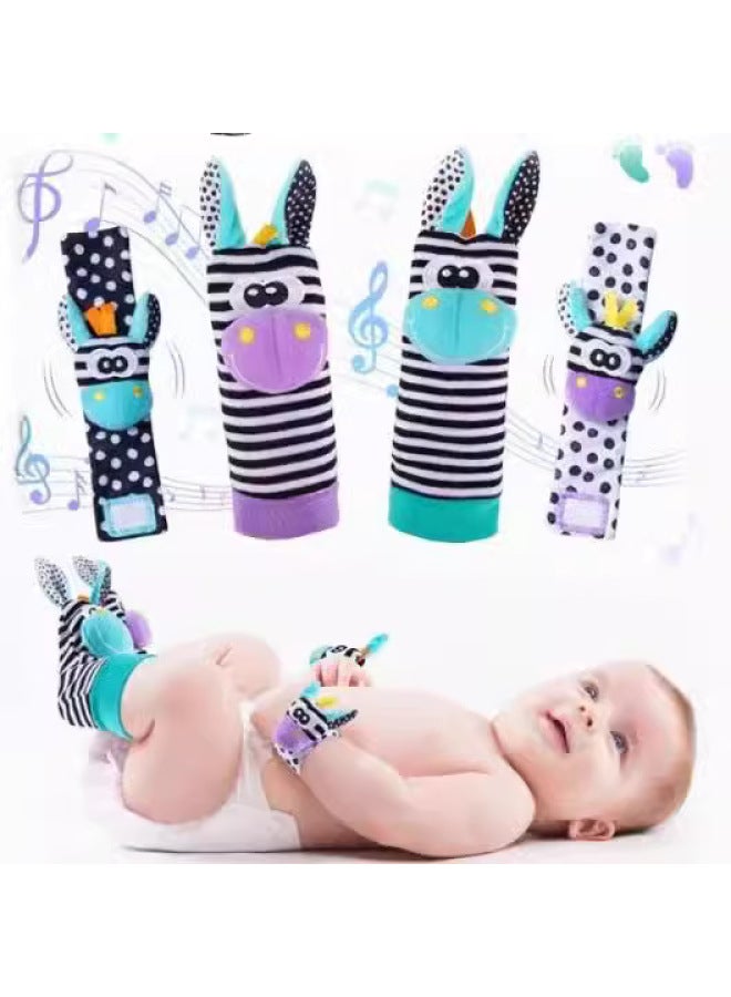 Baby Cartoon Animal Wrist Bell Rattle Socks Baby Wrist Strap Socks Suit CPC CE EN-Color:Bee Beetle Set OPP - Image 4