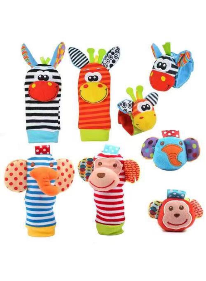 Baby Cartoon Animal Wrist Bell Rattle Socks Baby Wrist Strap Socks Suit CPC CE EN-Color:Bee Beetle Set OPP - Image 3