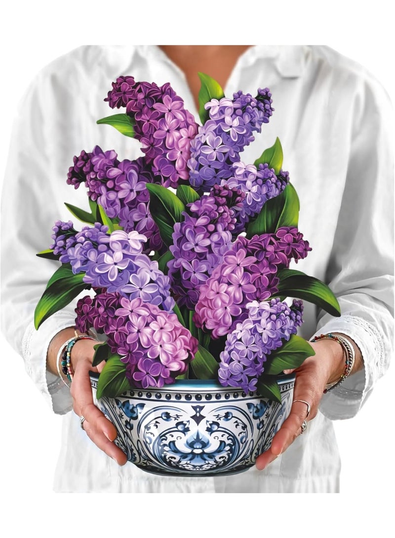 Zikra 3D Paper Flower Bouquet Pop Up Cards, Paper Greeting Cards with Note Card and Envelope, 12" Garden Lilacs Birthday Anniversary Get Well Gifts for Women - Image 1