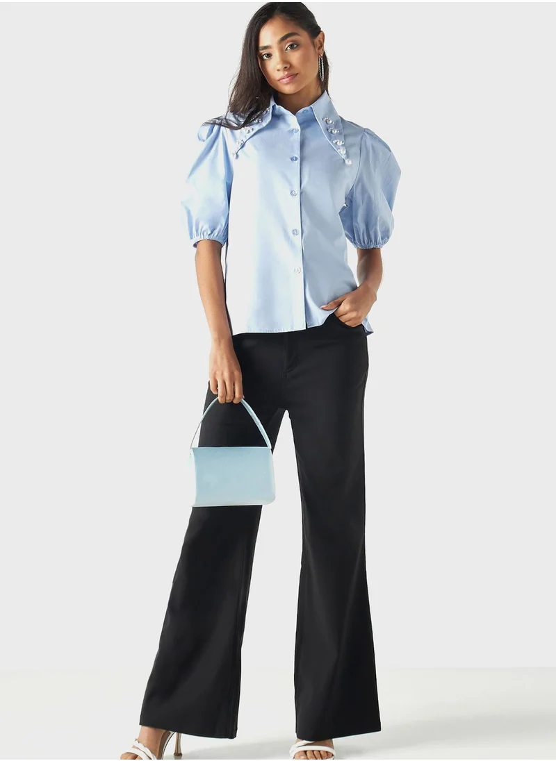 2Xtremz Embellished Shirt With Puff Sleeves