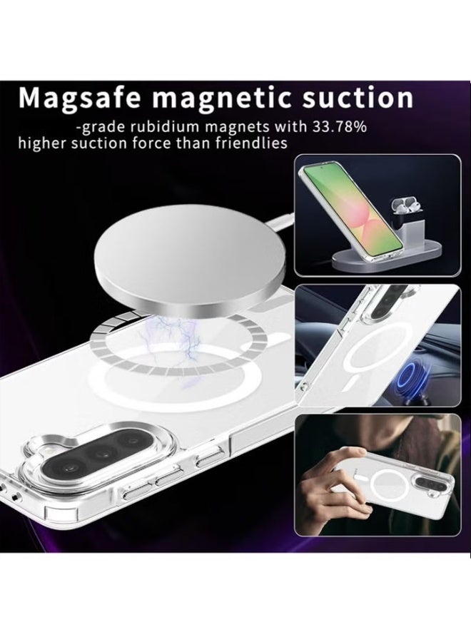 جراب سامسونج جالاكسي A56/A36 5G [متوافق مع الشحن اللاسلكي MagSafe] غطاء خلفي مغناطيسي شفاف مقاوم للاصفرار، جراب متين لهاتف سامسونج جالاكسي A56/A36، أفضل جراب شفاف للهاتف - Image 3