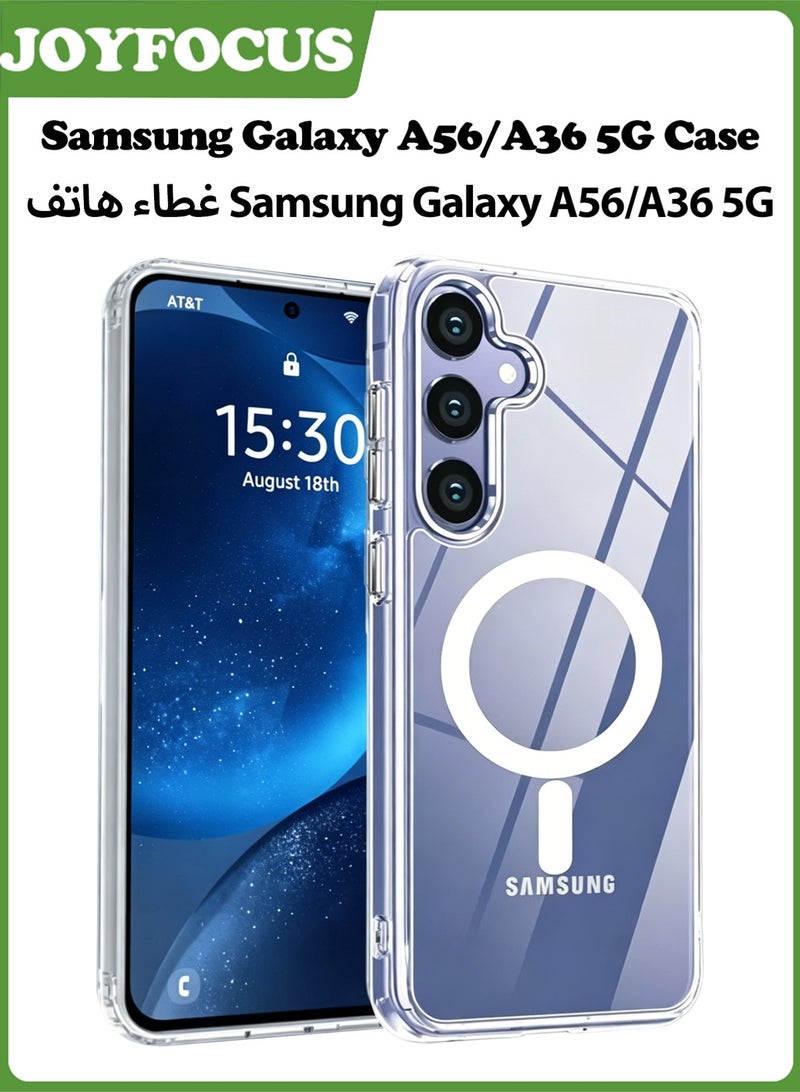 جوي فوكس جراب سامسونج جالاكسي A56/A36 5G [متوافق مع الشحن اللاسلكي MagSafe] غطاء خلفي مغناطيسي شفاف مقاوم للاصفرار، جراب متين لهاتف سامسونج جالاكسي A56/A36، أفضل جراب شفاف للهاتف - Image 1