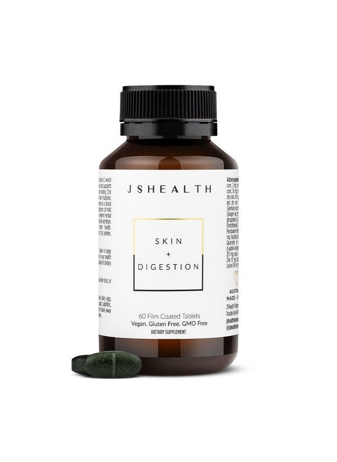 JSHealth - Vitamins Skin And Digestion Formula; Skin Supplement With Zinc; Burdock Turmeric; Clear Healthy Skin; Acne Treatment For Teens And Adults; (60 Tablets) - Image 1