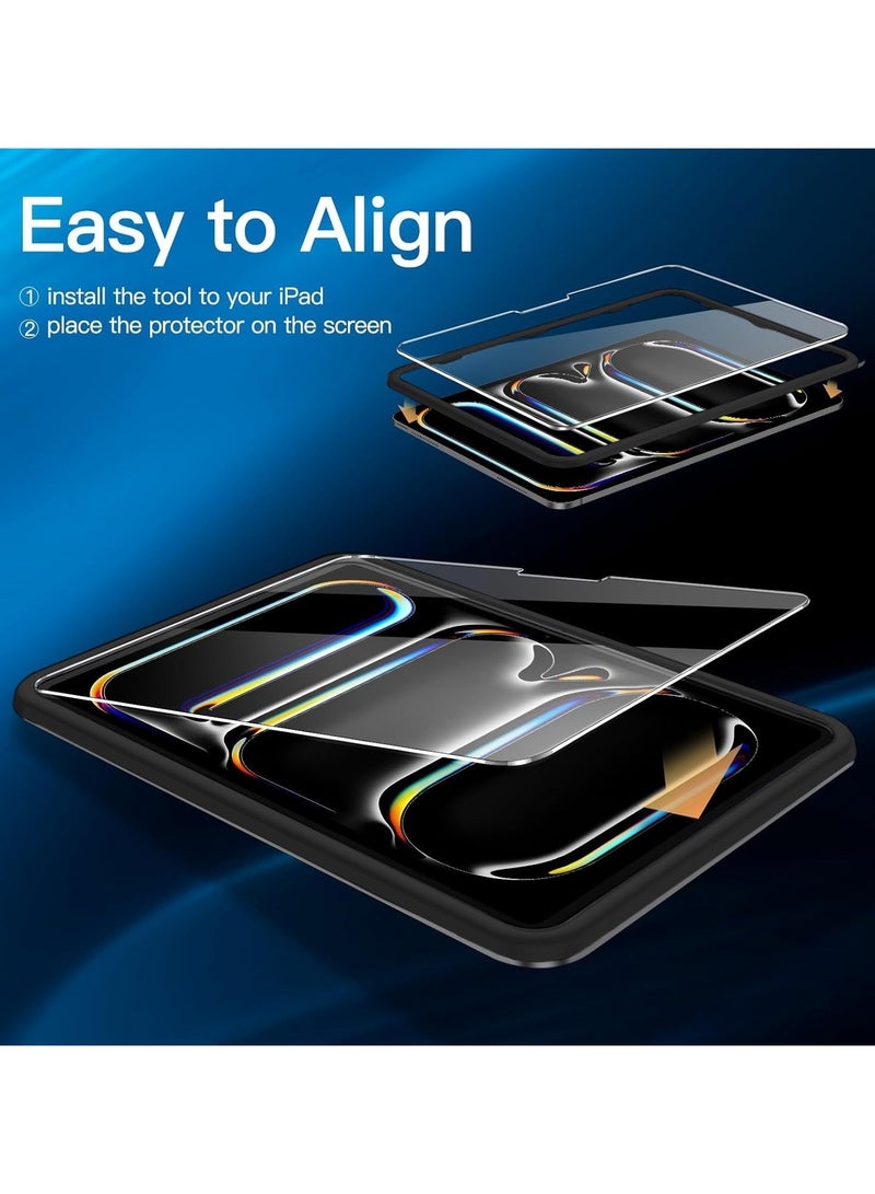 Techie Premium Tempered Glass Screen Protector for Apple iPad Pro 11-Inch M4 (2024), 2-Pack Tempered Glass with Easy Installation Frame, HD Clear, Anti-Scratch, Anti-Fingerprint, Bubble Free - Image 2