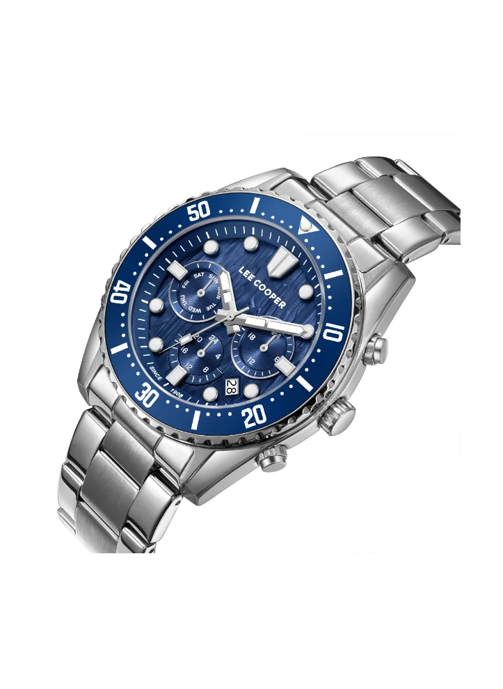 Lee Cooper LEE COOPER LC08101.390 Men's Multi Function Display Watch & Metal Strap Silver