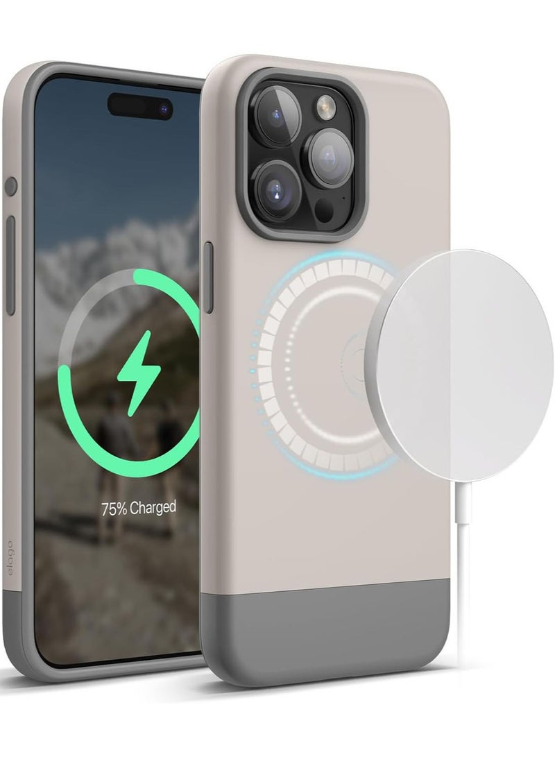 Elago Magnetic Glide for iPhone 15 PRO Case Cover with MagSafe Drop Protection - Stone Medium Gray - Image 1