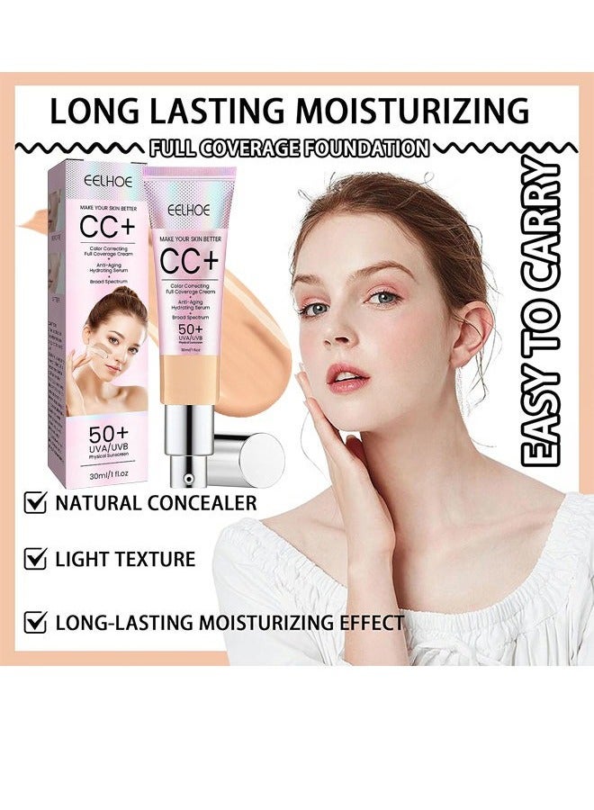EELHOE CC Color Correcting Full Coverage Cream —SPF 50+, CC Cream Foundation, Lightweight Full Coverage Hydrating Serum, Control Oil And Moisturize Waterproof Long Lasting Matte Color Correcting Cream (MEDIUM) - Image 4