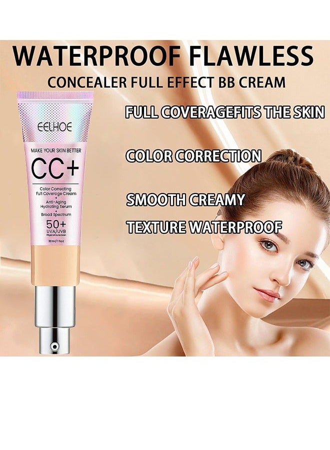 EELHOE CC Color Correcting Full Coverage Cream —SPF 50+, CC Cream Foundation, Lightweight Full Coverage Hydrating Serum, Control Oil And Moisturize Waterproof Long Lasting Matte Color Correcting Cream (MEDIUM) - Image 5
