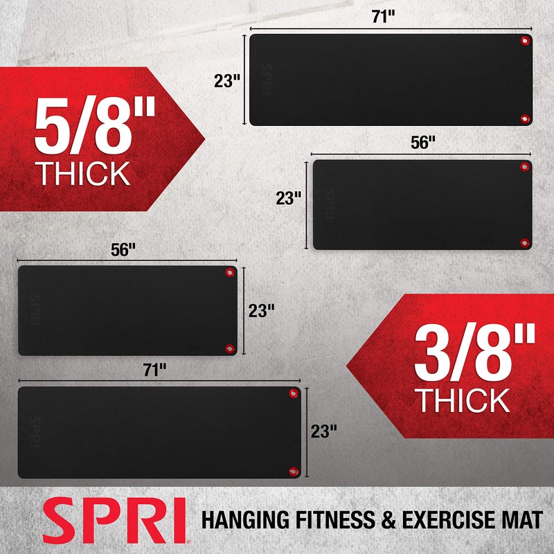 SPRI Hanging Exercise Mat, Fitness & Yoga Mat for Group Fitness Classes, Commercial Grade Quality with Reinforced Holes, 71" L x 23" W x 5/8" Thick - Image 4