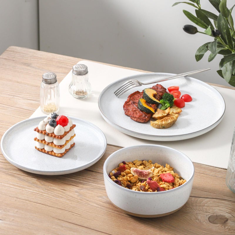 Tikooere Ceramic Dinner Plates Set of 4,Stoneware 10 Inch,Microwave,Dishwasher and Oven Safe,Porcelain Dessert Plates for Pasta,Salad and Steak,Dishes Set for Kitchen,Scratch Resistant,White - Image 3