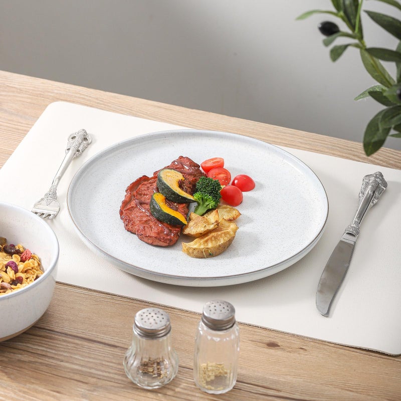 Tikooere Ceramic Dinner Plates Set of 4,Stoneware 10 Inch,Microwave,Dishwasher and Oven Safe,Porcelain Dessert Plates for Pasta,Salad and Steak,Dishes Set for Kitchen,Scratch Resistant,White - Image 5