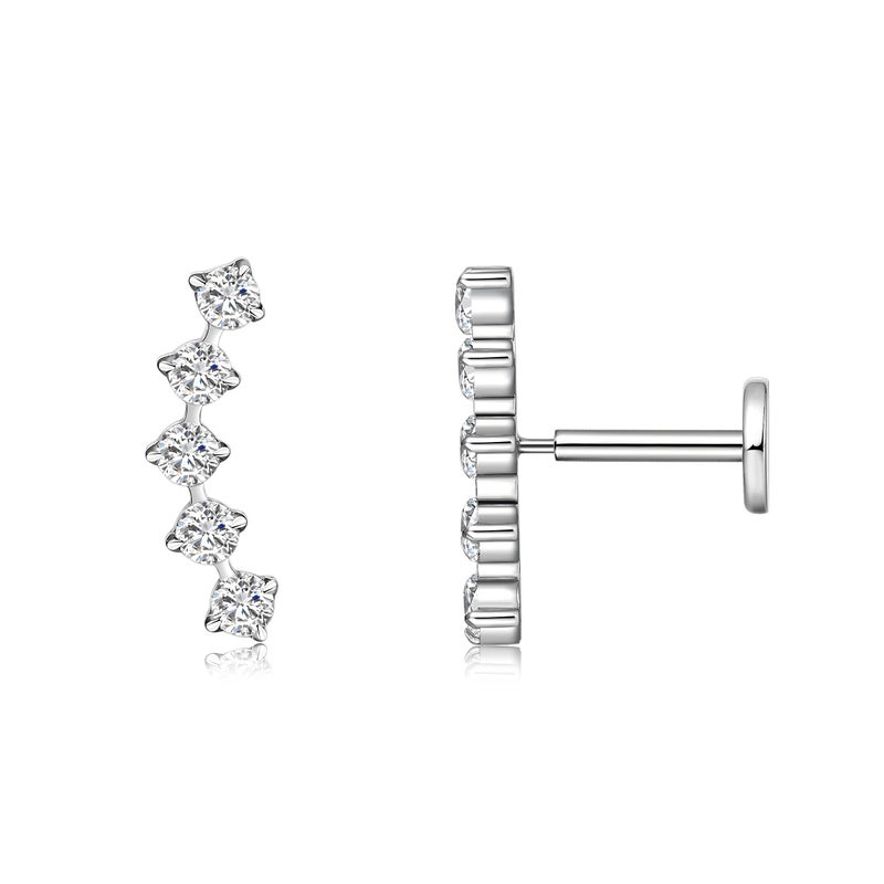 limerencia G23 Hypoallergenic 18g Flat Back Stud Earrings | F136 Implant Grade Titanium Press Fit Threadless Push Pop in Cartilage Helix Labret Lip Monroe Tragus Piercing Studs - Image 1