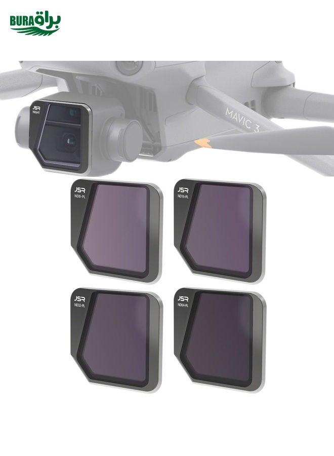 BURAQ JSR Drone 4 in 1 ND8PL+ND16PL+ND32PL+ND64PL Lens Filter for DJI Mavic 3  - Image 1