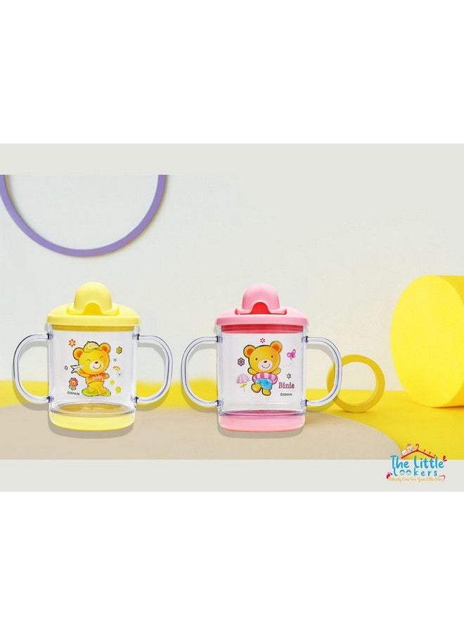 The Little Lookers Bpa Free Unbreakable Sippy Cup (Sipper Mugs For Kids Children Babies Infants) Spout Infant Pp Water Juice Training Sipper Cup With Handles 200Ml(Yellow & Pink)  - Image 3