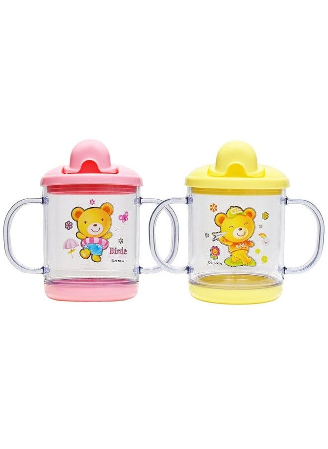 The Little Lookers Bpa Free Unbreakable Sippy Cup (Sipper Mugs For Kids Children Babies Infants) Spout Infant Pp Water Juice Training Sipper Cup With Handles 200Ml(Yellow & Pink)  - Image 2