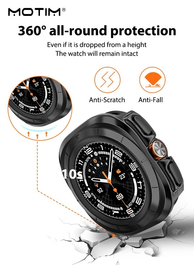 Motim Samsung Galaxy Watch 7 Ultra Screen Protector Case 47mm, Hard PC Bumper Cover with Tempered Glass Screen Protector for Galaxy Watch 7 Accessories (47mm)  - Image 3