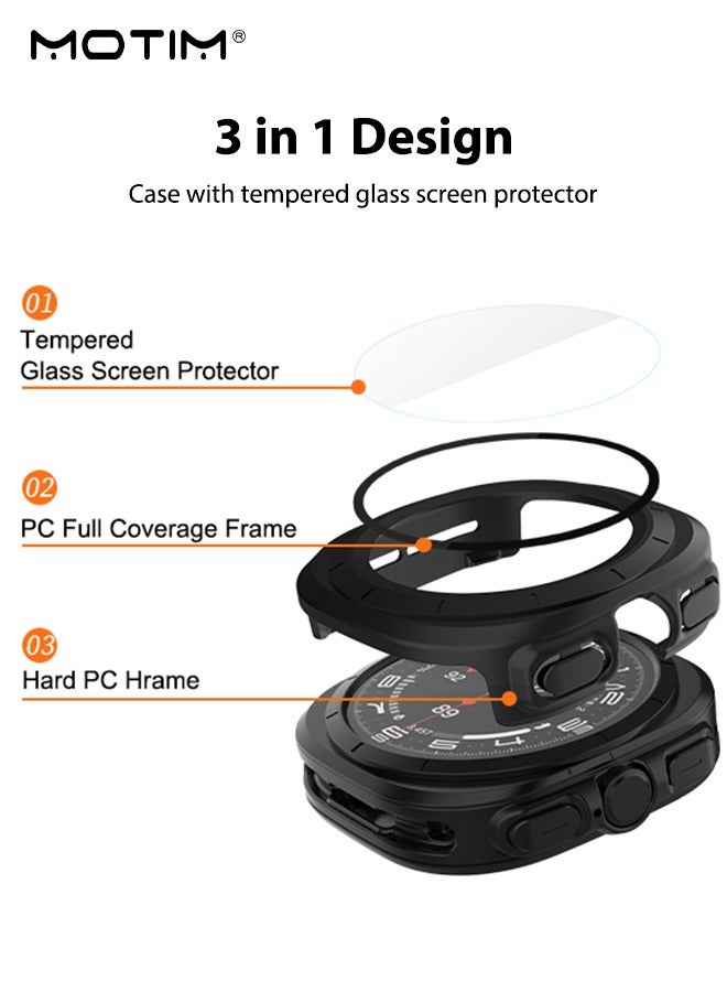 Motim Samsung Galaxy Watch 7 Ultra Screen Protector Case 47mm, Hard PC Bumper Cover with Tempered Glass Screen Protector for Galaxy Watch 7 Accessories (47mm)  - Image 4