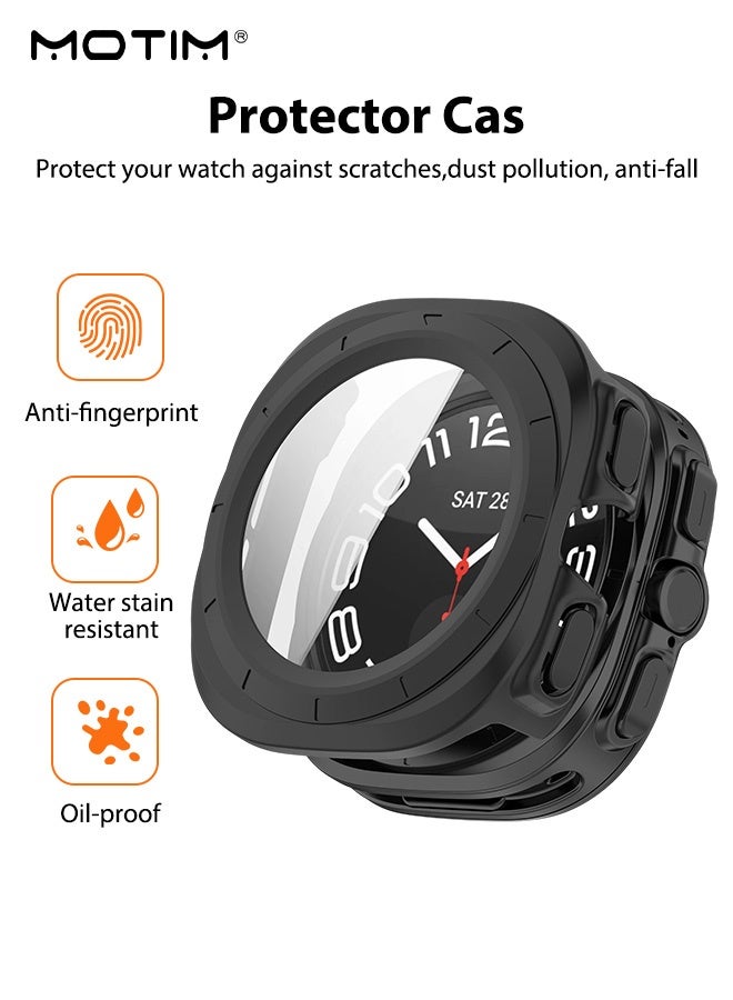 Motim Samsung Galaxy Watch 7 Ultra Screen Protector Case 47mm, Hard PC Bumper Cover with Tempered Glass Screen Protector for Galaxy Watch 7 Accessories (47mm)  - Image 2