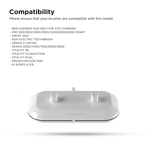 Galvanox 2-in-1 Dual Toothbrush Charger Compatible with Oral B Electric Toothbrushes, Replacement for 3757 - Works with Braun OralB Pro Advantage Smart Genius Vitality iO and Kids Models - Image 3