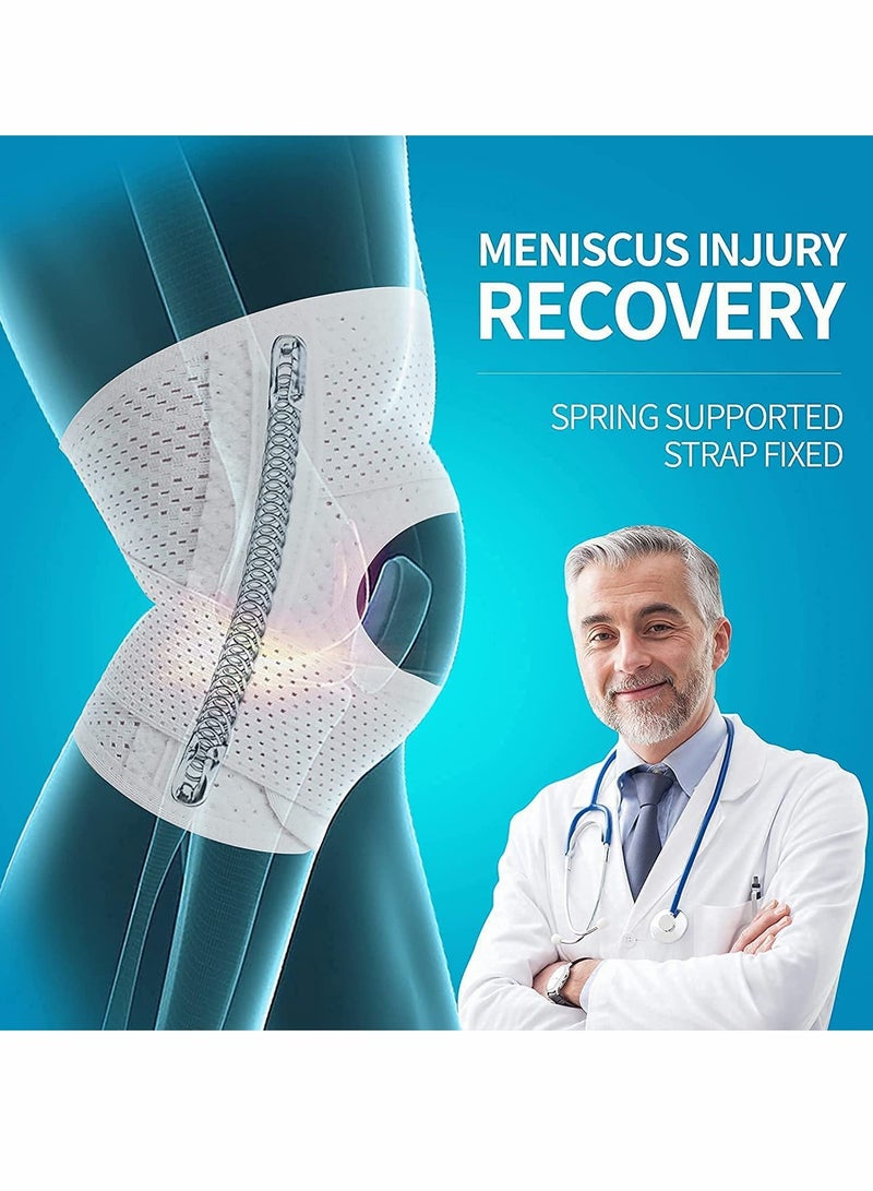 Generic Adjustable Knee Brace with Side Stabilizers for Men and Women Relieves Pain from Meniscal Tears ACL MCL Arthritis and Sports Injuries Breathable Support  - Image 2