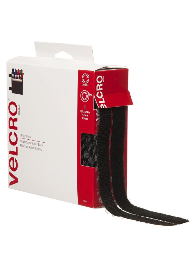 Velcro Sticky Back Tape Black 15ft x 3/4inch 90276 - Image 1