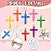 XIPENGKEJI 104 Pcs Crystal Cross Necklace Plastic Cross Necklace Christian Gift Bulk Religious Party Favors Toy for Sunday School Church Easter Vacation Bible School Operation Christmas8 ColorsTransparent Color - Image 2