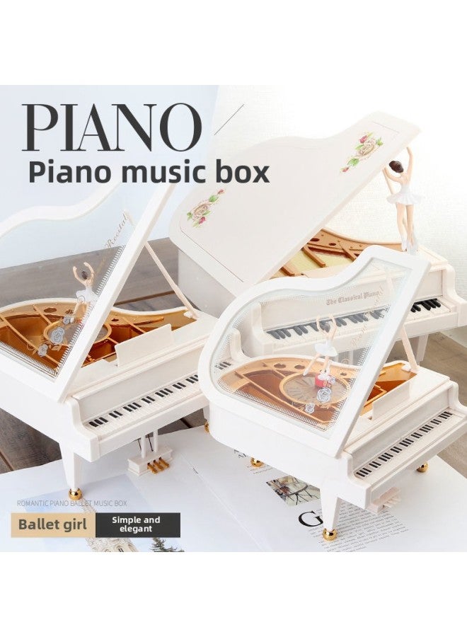 Creative Dance Ballet Rotating Girl Piano Music Box Coil Music Box Sky City Birthday Gift-Color:Medium Piano (with Girl)-Size:Exquisite Color Box Packaging - Image 2
