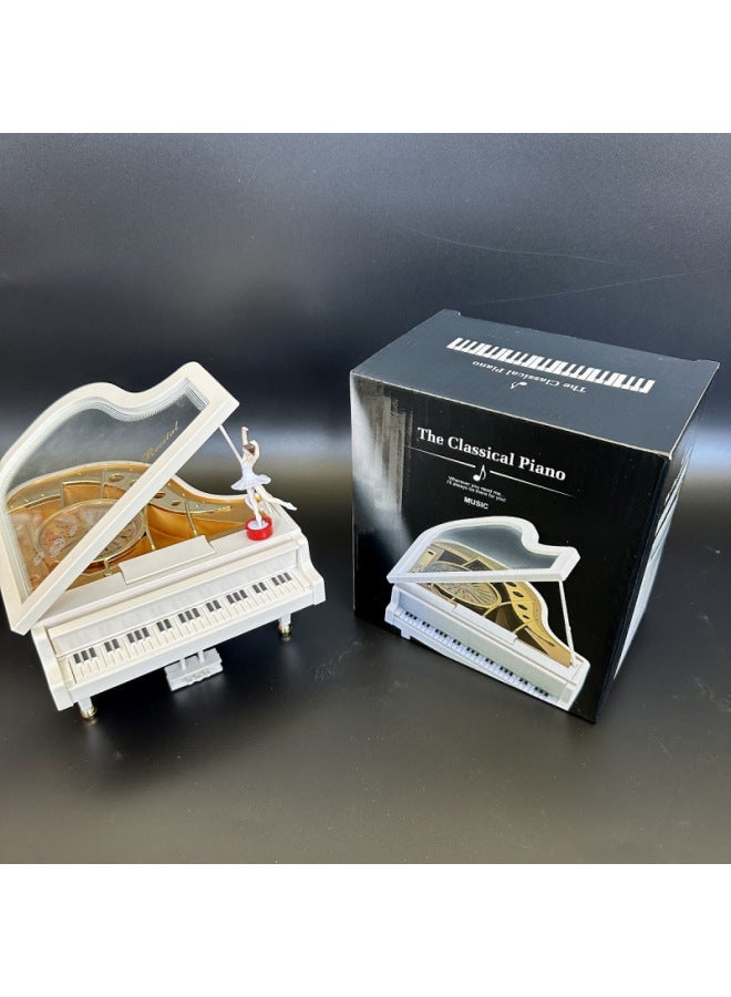 Creative Dance Ballet Rotating Girl Piano Music Box Coil Music Box Sky City Birthday Gift-Color:Medium Piano (with Girl)-Size:Exquisite Color Box Packaging - Image 1