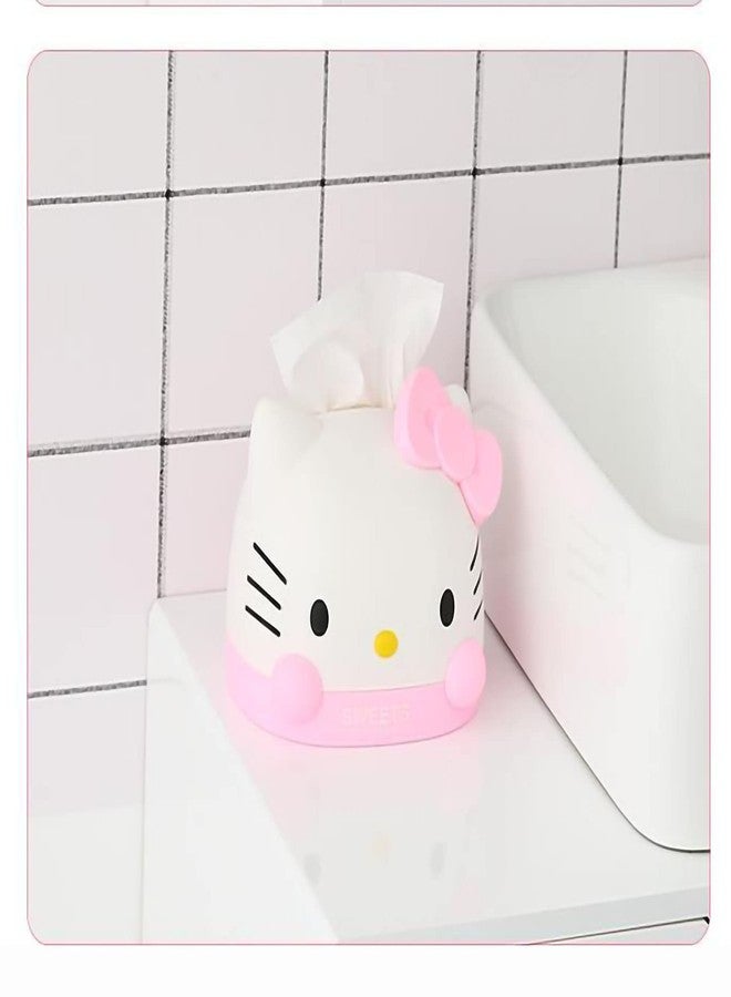 Prettyia Kawaii Pink Kitty Tissue Box for Living Room Bedroom Bathroom car Office,Tissue Dispenser Box, Table Decoration, 6.8 x 6.7 x 6.6” - Image 4
