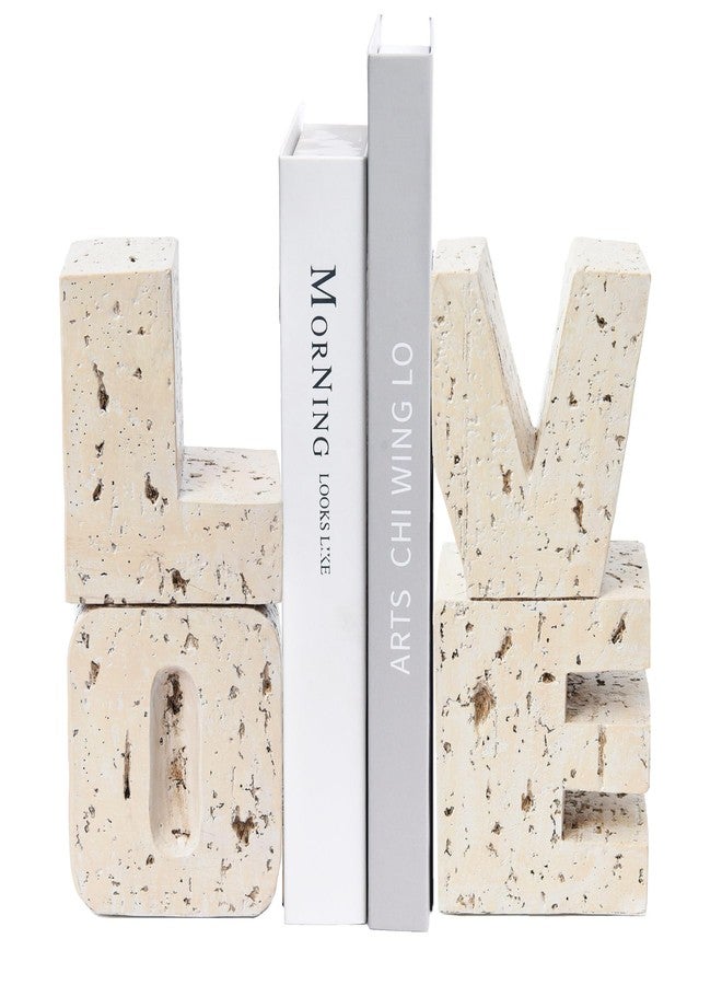 Kakizzy Book Ends Decorative with Love Design,Small Farmhouse Heavy Duty Bookends,Book Holders for Shelves, Book Stoppers for Home Desk Decoration, Unique Love Sculpture Bookend-Great Gift for Valentine's Day - Image 1