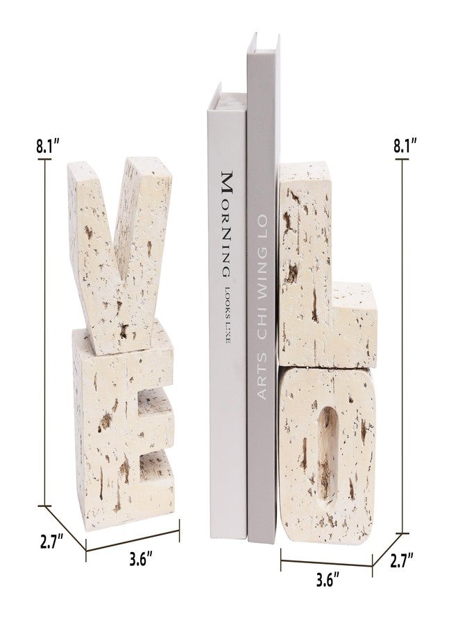 Kakizzy Book Ends Decorative with Love Design,Small Farmhouse Heavy Duty Bookends,Book Holders for Shelves, Book Stoppers for Home Desk Decoration, Unique Love Sculpture Bookend-Great Gift for Valentine's Day - Image 3