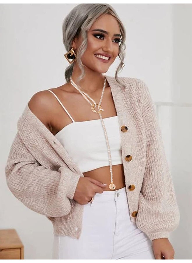 Depend - Long Pearl Necklaces, Costume Jewellery For Women, Retro Metal Pearl Necklace Elegant Lady White Artificial Pearls Long Sweater Chain Beaded Necklace, 31 In Faux Pearls Art Fashion Lovely - Image 1