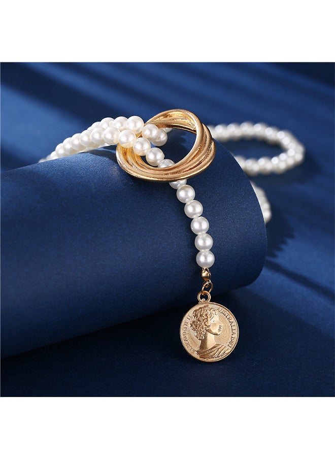 Depend - Long Pearl Necklaces, Costume Jewellery For Women, Retro Metal Pearl Necklace Elegant Lady White Artificial Pearls Long Sweater Chain Beaded Necklace, 31 In Faux Pearls Art Fashion Lovely - Image 1