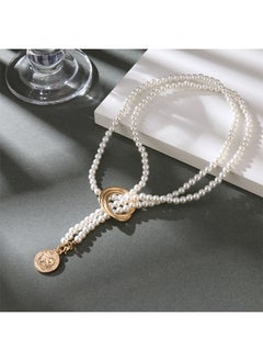 Depend Long Pearl Necklaces, Costume Jewellery For Women, Retro Metal Pearl Necklace Elegant Lady White Artificial Pearls Long Sweater Chain Beaded Necklace, 31 In Faux Pearls Art Fashion Lovely  - Image 4