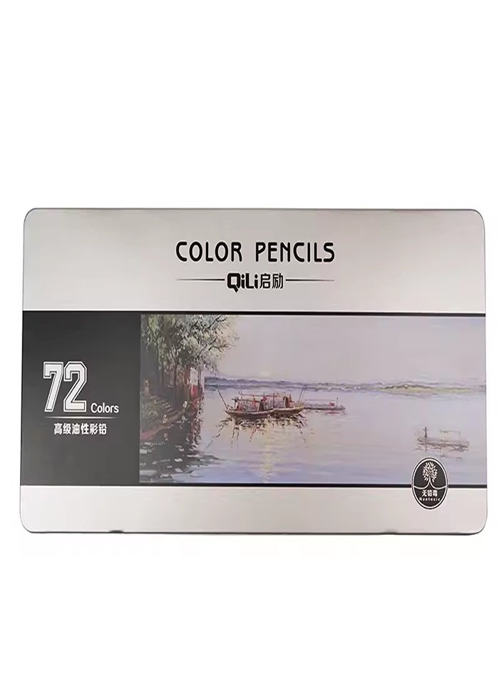 qilib 72 Colors Colored Pencil Wood Graffiti Iron Box Colored Lead Painting Sketch School Supplies Colored Pencils  - Image 1