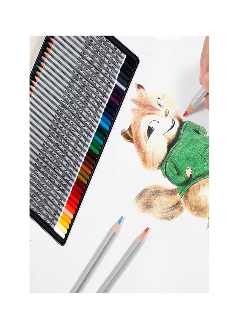 qilib 72 Colors Colored Pencil Wood Graffiti Iron Box Colored Lead Painting Sketch School Supplies Colored Pencils  - Image 3